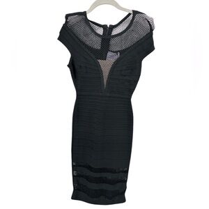 Herve Leger Black Mesh Bandage Dress Size XS Authentic super flattering classic